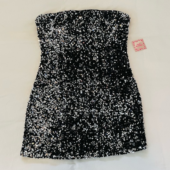 Strapless Sequin Tube Mini Dress - Large NWT - Picture 1 of 14